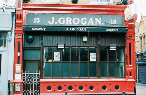 Grogans pub in Dublin. A lovely, quiet, dim pub, filled with patinaed blue