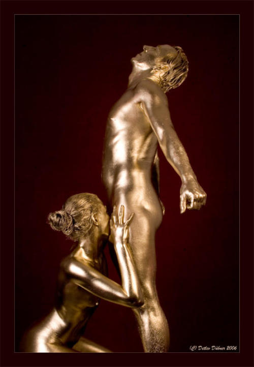 Golden penis statue