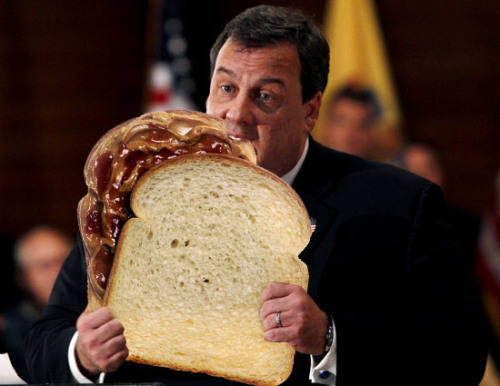 Chris Christie celebrates National Peanut Butter &amp; Jelly Day with devouring a giant PB&amp;J sandwich
