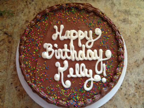 Happy Birthday Kelly! Peanut butter cake with chocolate buttercream ...