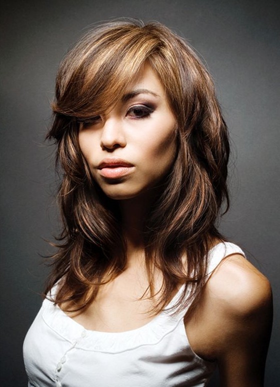 Medium Layered Hairstyles with Bangs for Thick Hair