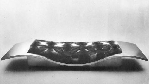 This majestic design by Maria Pergay is called the &#8216;Flying Carpet&#8217; daybed. It was first exhibited in 1968 at Galerie Maison et Jardin on rue de Faubourg Saint-Honore in Paris. 



Exemplifying Pergay&#8217;s masterful command of stainless steel,  with this design she renders this normally unwelcoming material soft, smooth and inviting.
Click on this photo to read Wallpaper&#8217;s recent article about this design icon.


