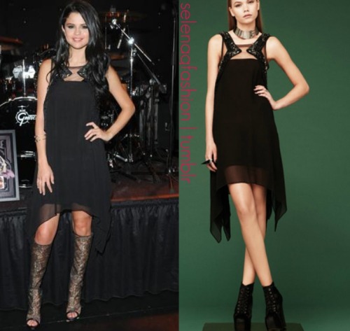 Selena looked gorgeous at her VEVOgoShow at the El Capitan theatre in California - April 18 wearing this Amen Spring 2012 Asymmetric Hem Dress With Embroidered Detail.
I posted her Christian Louboutin boots that she paired with this dress here!