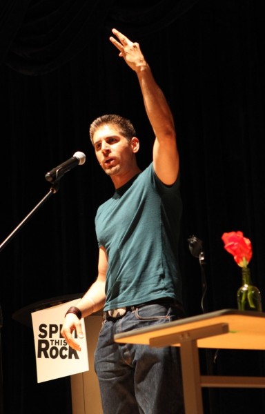 Me, rockin out at the Split This Rock Poetry Festival in Washington, DC. (Photo in the Washington Post)