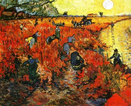 
Most people know that Vincent Van Gogh sold only one painting during his lifetime. Fewer people know, which painting that was. 
The Red Vineyard was painted November 4, 1888. Van Gogh painted it from imagination at his famous yellow house residence. It was purchased at the 1890 “Les XX” exhibition in Brussels by Anna Boch. She paid 400 Francs ($1600 in today’s money).
