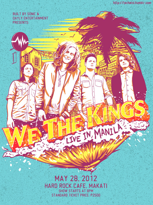 We The Kings Live in Manila (fan-made poster)
@builtbysonic and @dayly_ent presents you: @WeTheKings Live in Manila!
YEY I’m finally done with this! It took me some time to finish this and it’s surprising that I’m quite satisfied with it. :) I used the official logo and photo of WTK so that I could practice incorporating official stuff to my posters. Basically the theme is summer since it’s… summer,  and it was also inspired by WTK’s latest album: Sunshine State of Mind. I also used Built By Sonic’s logo (found on the top left corner) because they’re the official producers of the concert, and it looks awesome there. xD
Sorry for the watermark, but I need to place it there since it’s not the official poster for the concert. I did this just for the purpose of enhancing my skills and maybe someone can hire me (TEEHEE).
(Original photo and logo of We The Kings are NOT mine)