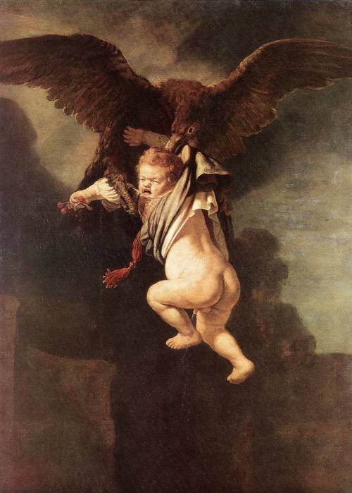 Rembrandt, Abduction of Ganymede

Yup, that baby is definitely pissing himself with fear. Now that&#8217;s the kinda attention to disgusting, disturbing detail that truly made Rembrandt a master. 