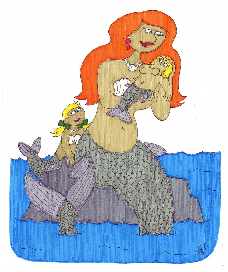 A friend suggested I try drawing mermaids as babies or very young girls
