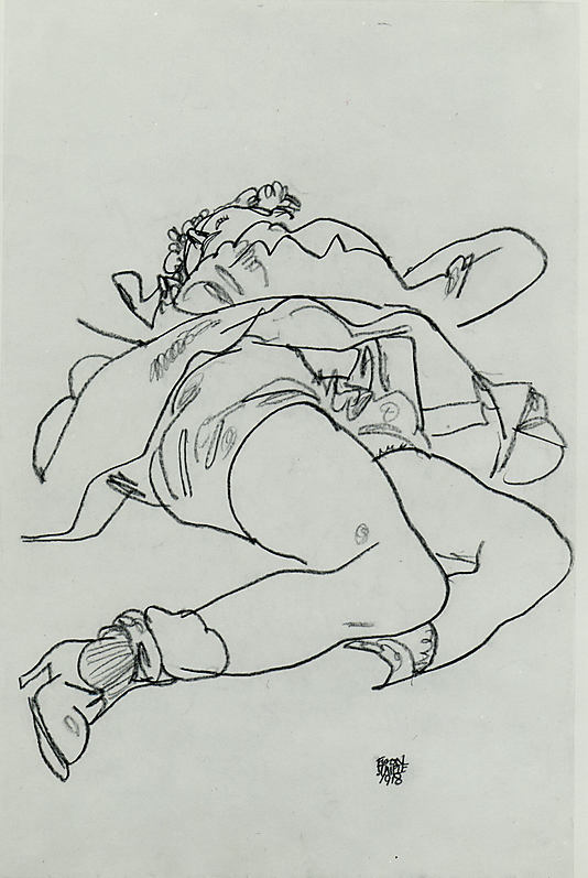 Reclining Woman with Raised Skirt
Egon Schiele  (Austrian, Tulln 1890–1918 Vienna)
Date: 1918
Medium: Charcoal on paper
Dimensions: H. 18-1/8, W. 11-5/8 inches (46 x 29.5 cm.)