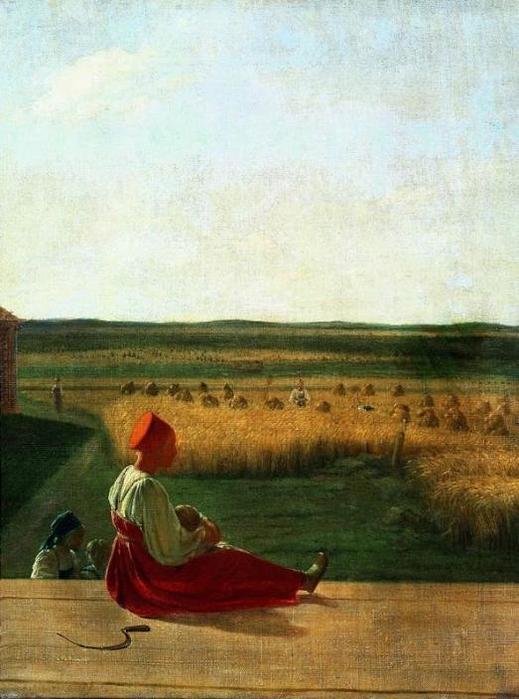 poboh:

Harvesting Summer,  1827, Alexey Venetsianov. Russian (1780 - 1847)