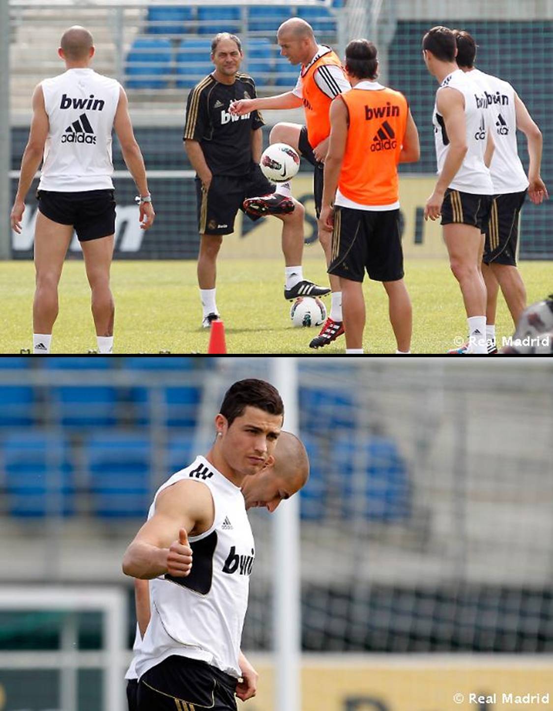 CrisKa and friends admiring Zizou&#8217;s skills.Yes, the legend had fun participating in the training today (12.05.2012).
My other tumblr: Eclectic Interests and Beautiful Sports