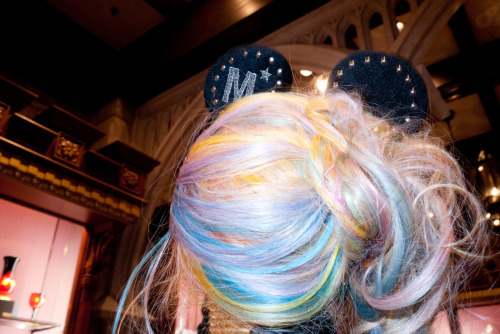Gaga at Disneyland with mouse ears on.
