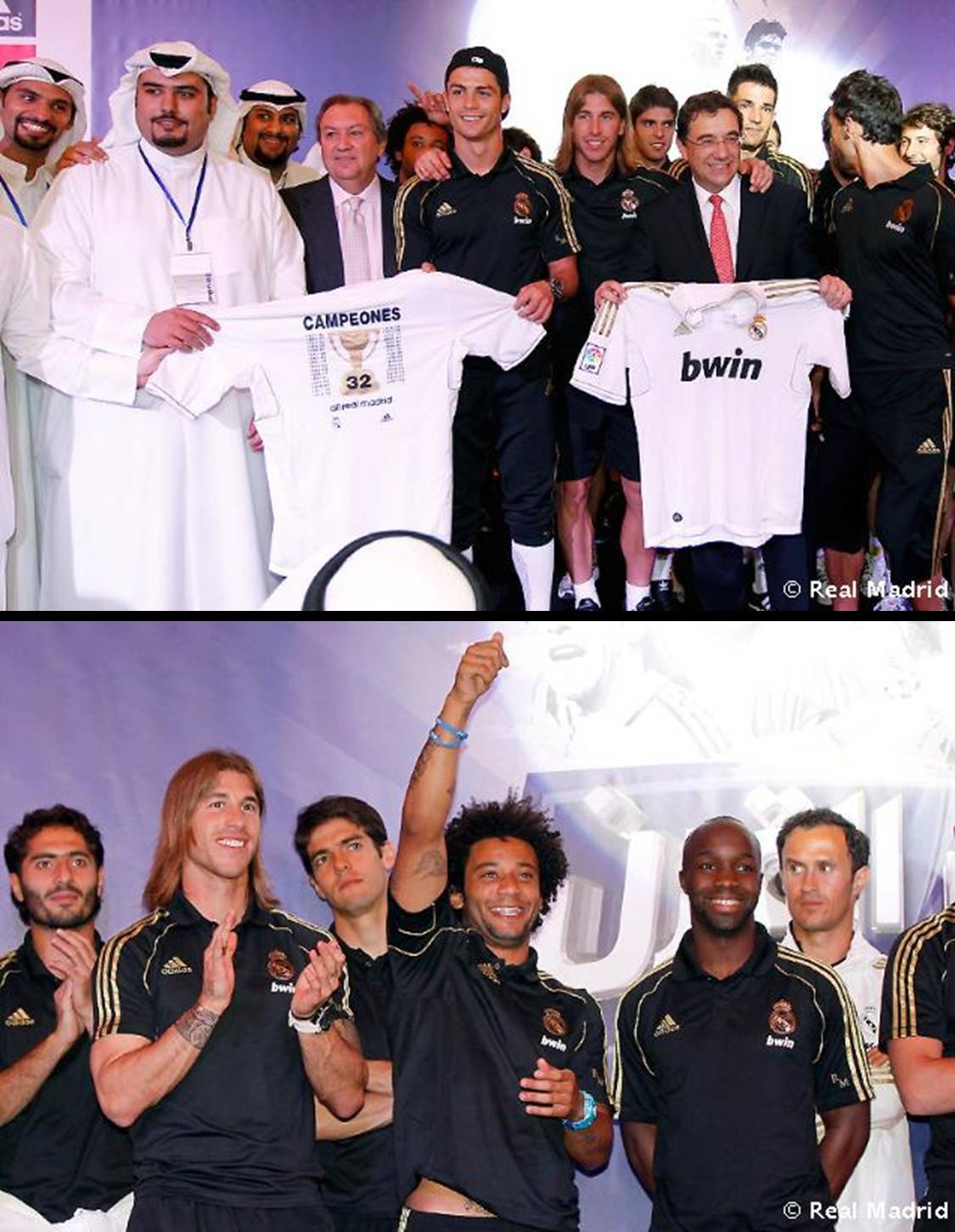 Before dinner a welcome ceremony for the champions, Kuwait 15.05.2012.
The boys must already have been starving after the long journey. One or two speeches, then finally something to eat!Marcelo sunshiny as always. The gentleman on the left in the upper photo could be his brother, all smiles  :o)
My other tumblr: Eclectic Interests and Beautiful Sports
