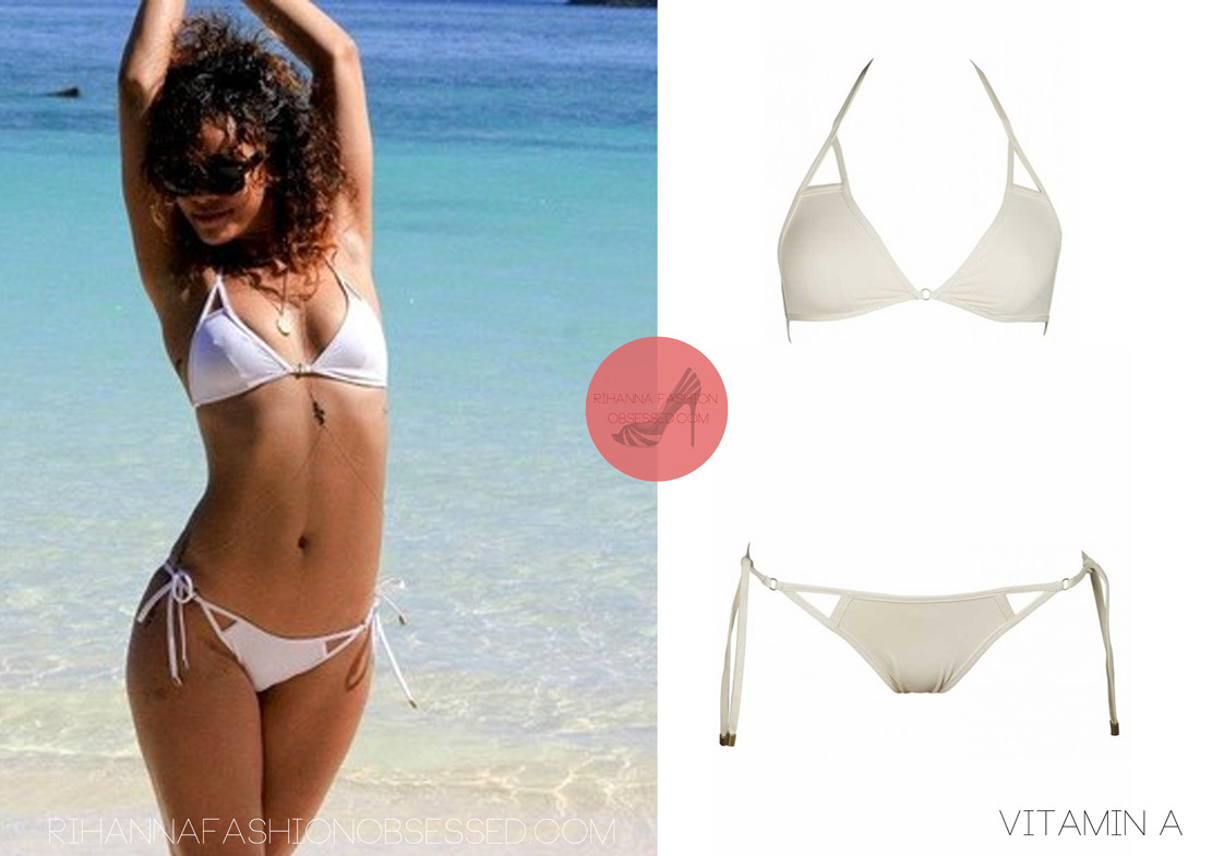 Rihanna shared images of her January vaction to Hawaii on facebook, seen wearring a vitamin A le chic keyhole bikini. Both bikini top and bottom is available to purchase from shopthetrendboutique.com prices range between $109.00 to $99.00
Bikini top click HERE
Bikini bottoms click HERE