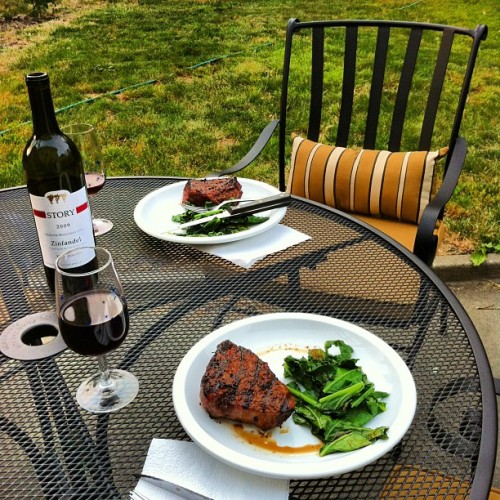 Dinner on our new patio set (Taken with Instagram at casacaudill)