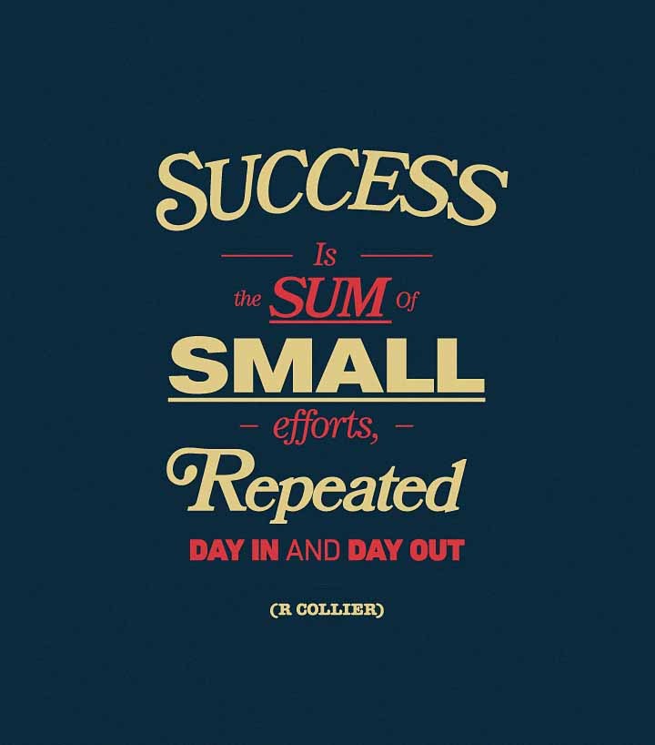Success us the sum of small efforts, repeated day in and day out.