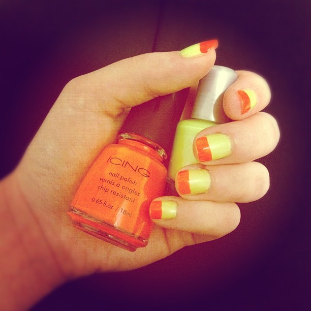 #DEMF nails are done :) #nails #design #orange #yellow #neon #summer #techno