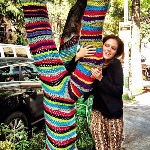 I only hug trees that wear colorful Mexican cable-knit sweaters.  (Taken with Instagram)