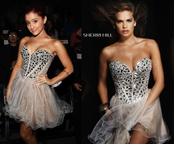 Ariana spotted wearing this beautiful dress from Sherri Hill (Also seen on Selena Gomez and Kendall Jenner).  