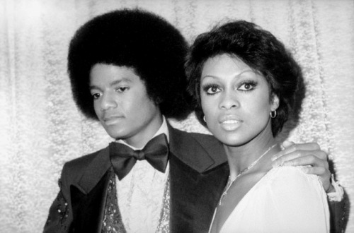 Michael Jackson with Lola Falana backstage at the 1977 American Music Awards