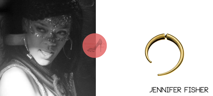 Rihanna wore Jennifer Fisher&#8217;s $400  tribal earrings in the Where Have You Been video, the earrings are made of brass that is plated in gold or rose gold.