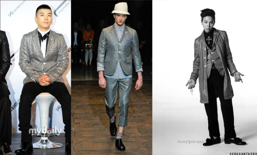 quick post! At today&#8217;s YG x HYUNDAI CARD  Press Conference.. SeungRi was wearing the same jacket/blazer from COMMES des GARCONS Spring Summer 2012 Collection. It was the same jacket that GD wore inside the long coat for the ALIVE JAPAN Photobook :) Click here for GD&#8217;s pic. 