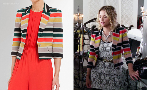 Though not exactly in Hanna’s colors, it is the same jacket by the same designer. If my opinion counts for anything, it’s still a great jacket in those colors.

BCBC Max Azria - Natalia cropped Jacket - $160.80
