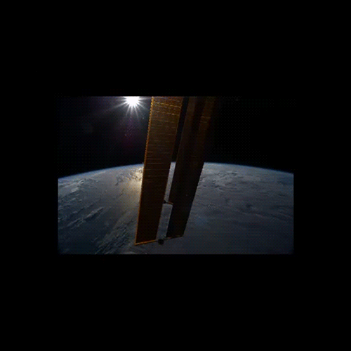sun seen from the ISS as it orbits the earth in a phase of continuous twilight
