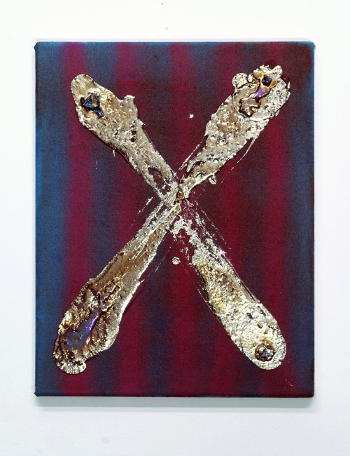 E.M.C.-X, 2012
Acrylic polymer spray enamel and bismuth on canvas
14 x 11 inches