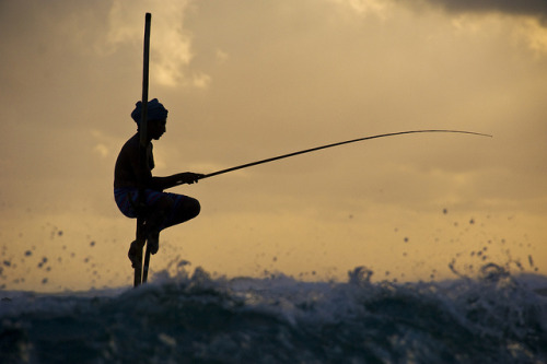 sun-stones:

Sri Lanka&#160;: Stilt Fisherman by hock how &amp; siew peng on Flickr.
