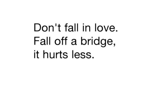 Don&#8217;t fall in love, fall off a bridge, it hurts less | FOLLOW BEST LOVE QUOTES ON TUMBLR  FOR MORE LOVE QUOTES