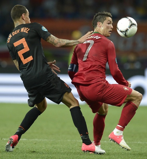 Cristiano always at least one step ahead.
&#8220;I had played against Ronaldo three times before, so it was no surprise what he did today.But it really is impossible to mark him when he plays this well.&#8221; - Gregory van der Wiel -
EURO 2012 - Portugal vs. Netherlands 2:1(via Photo from Getty Images)
