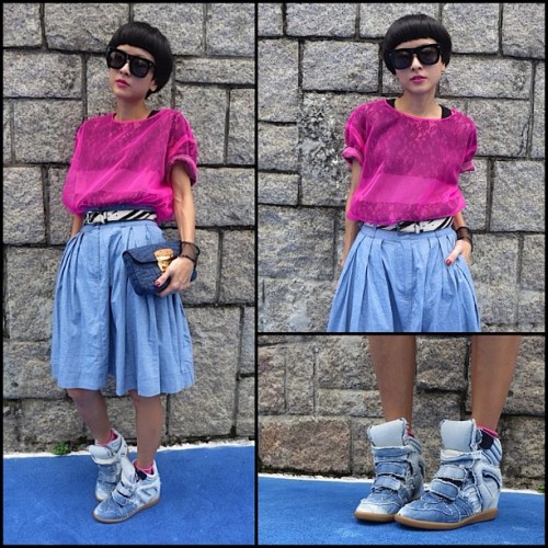 Isabel Marant Tie Dye Trainers/MiuMiu Clutch/Preen Skirt/Johanna Ho x Oh My God skirt (Taken with Instagram)