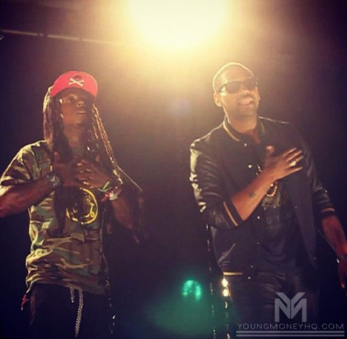 PJ Morton and Lil Wayne on set of the &#8220;Lover&#8221; video shoot - http://www.youngmoneyhq.com