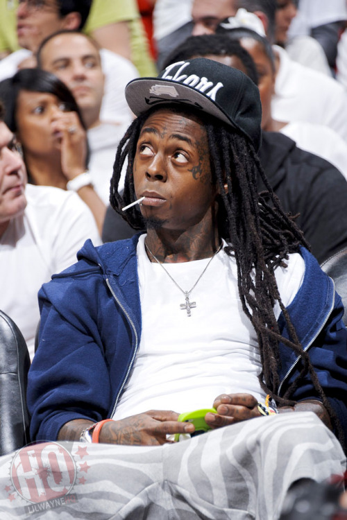 Lil Wayne court-side at Game 4 of the 2012 NBA Finals between Oklahoma City Thunder and Miami Heat on June 21st - http://www.lilwaynehq.com