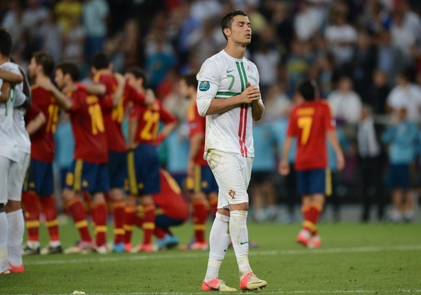  Cristiano praying during the penalty shoot-out.Heart-breakingly beautiful.
EURO 2012 - semi-final Portugal vs. Spain 2:4 (pen.), 27.06.2012(via Photo from Getty Images)