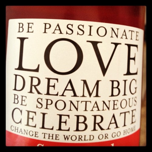 be passionate, love, dream big, be spontaneous, celebrate, change the world or go home (Taken with Instagram)