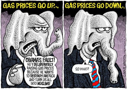 Republicans:  Gas prices up, Obama's fault.  Gas prices down, not news.