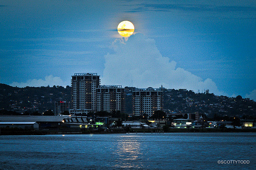 reese-k:The moon over Port Of Spain, Trinidad And Tobago.#Trinidad is ...