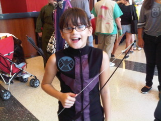 My daughter as Hawkeye at Supercon. She got annoyed at people asking her if she was Katniss from Hunger Games.