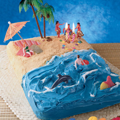 Hawaiian Themed Birthday Party on Beach Cake   Tumblr