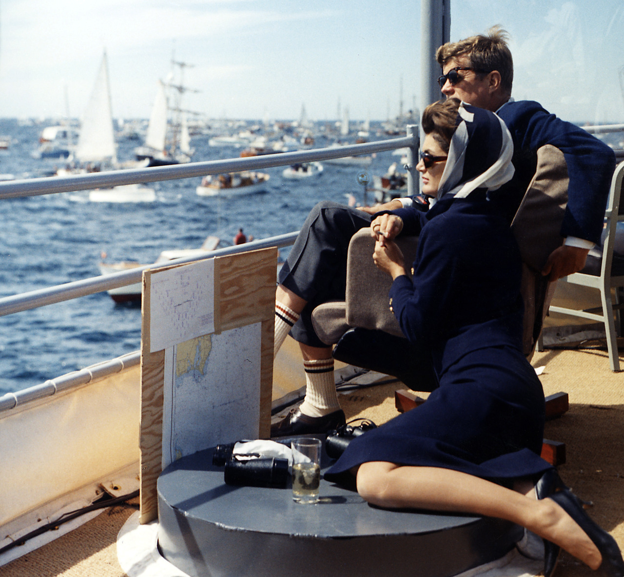 The Kennedys watching the Americas Cup, 1962