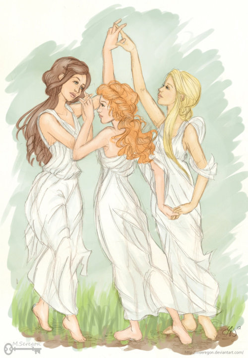 This is SO BEAUTIFUL. Tessa, Clary, Emma. I can&#8217;t even.

Shadowhunter Chronicles: The Three Graces (Color) by *mseregon
