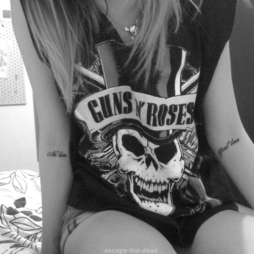 fashion skull tee t-shirt rocker guns n' roses gunner rockwear 