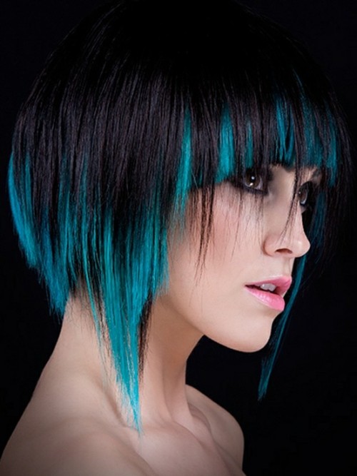 Black Hair with Blue Tips