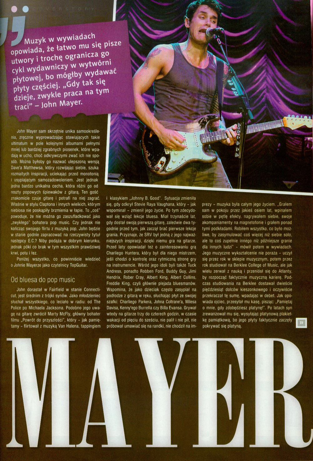 John Mayer on Top Guitar magazine (Poland) | The Gear Page