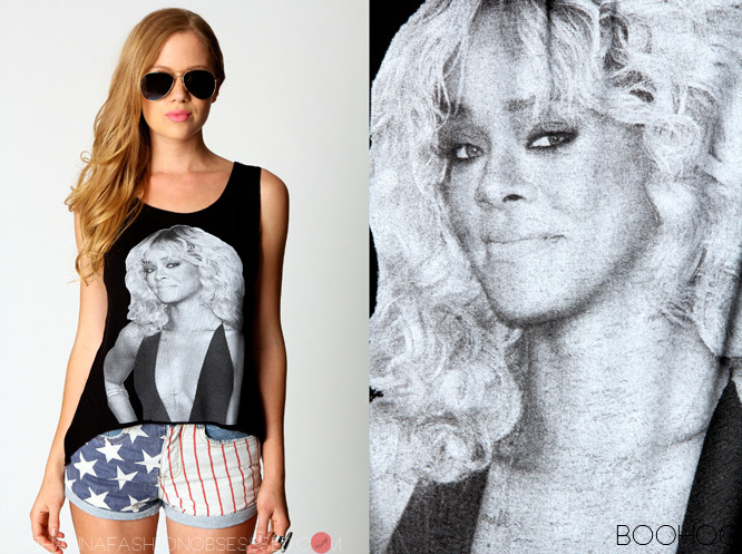 Boohoo.com is currently selling this Rihanna print vest on sale for £5.00 ($8.00) Grab yourelf a bargain! If you&#8217;re interested. Although, they could have used a better pic..
Thanks onlygirlrih :)