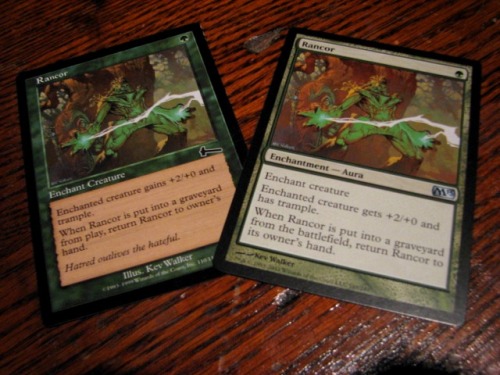 Do you know what makes my inner Magic geek happy ? ?
Having Rancor back in standard after a much too long hiatus.  (Urza’s Legacy released in Feb. 1999)
Now - back to brewing up a list for that green / black Infect deck …