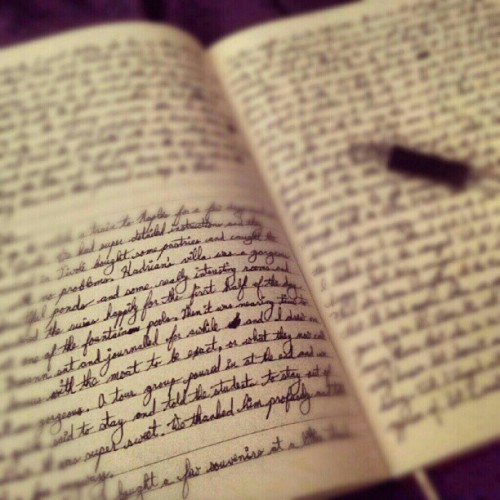 Handwriting in a book