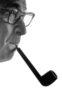 A un râtelier, au mur, des pipes étaient rangées, dix ou douze, plusieurs en terre, et une fort belle en écume.
- Maigret chez le ministre (1954)
 Georges Simenon.